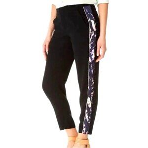 Club Monaco Tuxedo Pants crop navy with printed silk insert size 6